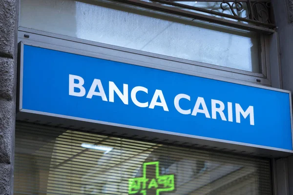 Roma Marzo 2017 Segnaletica Filiale Bancaria Carim Banca Carim Cassa — Foto Stock