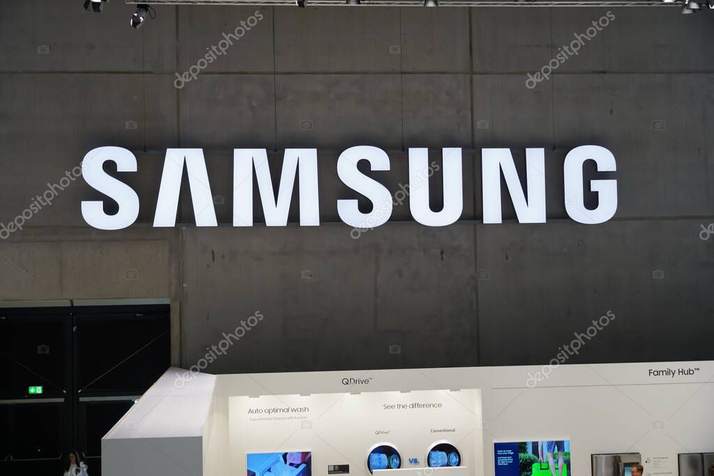 Berlin, Germany - September 10, 2019: advertising sign of Samsung Group, South Korean multinational conglomerate company