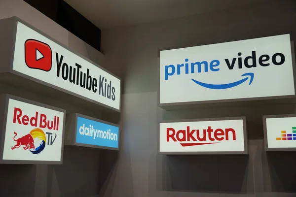 Berlin Németország 2019 Szeptember Prime Video Rakuten Youtube Kids Dailymotion — Stock Fotó