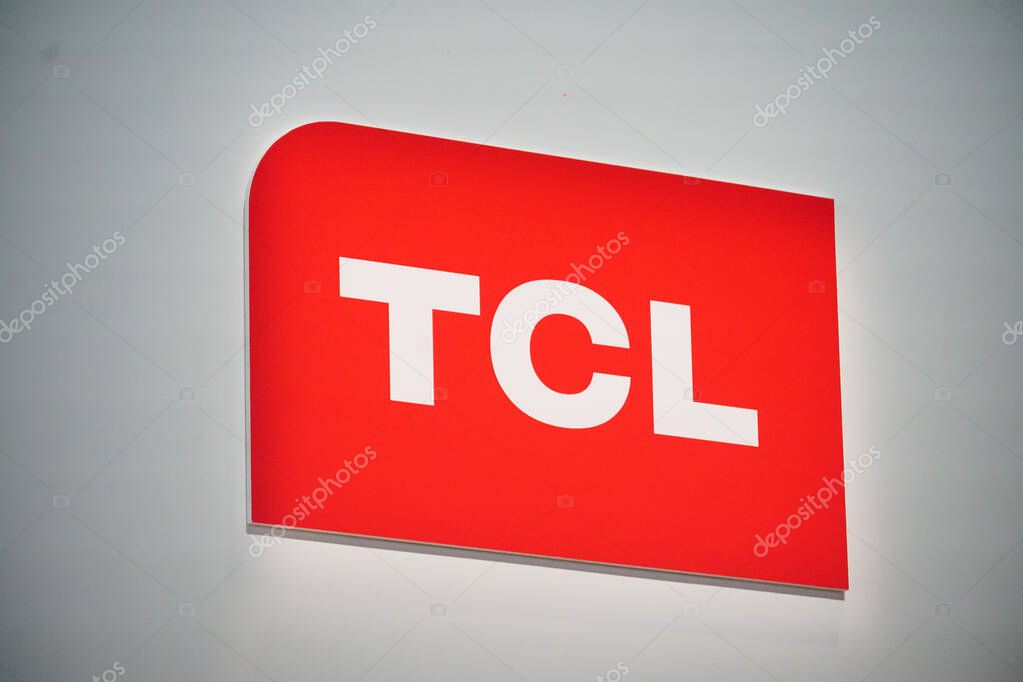 Berlin, Germany - September 10, 2019: Signage of TCL Corporation, partially state-owned Chinese multinational electronics company
