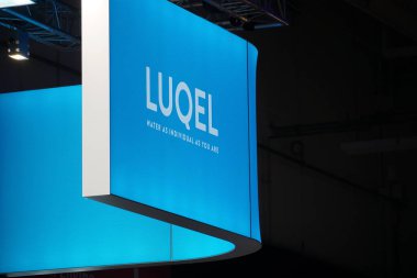 Berlin, Almanya - 10 Eylül 2019: Alman şirketinin yenilikçi su teknolojisi uzmanı Luqel 'in imzası