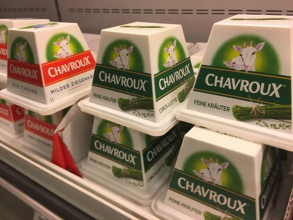 Berlín Německo Dubna 2017 Sýr Chavroux Chavroux Francouzská Továrna Vyrábějící — Stock fotografie