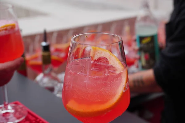 Берлин Германия Июня 2019 Года Очки Campari Campari Итальянский Алкогольный — стоковое фото