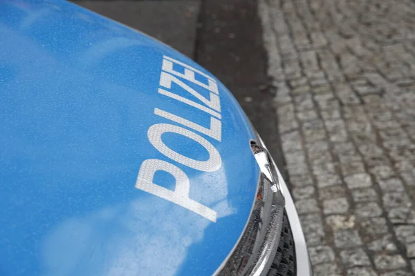 Berlim Alemanha Fevereiro 2016 Carro Branco Azul Polícia Nacional Alemã — Fotografia de Stock