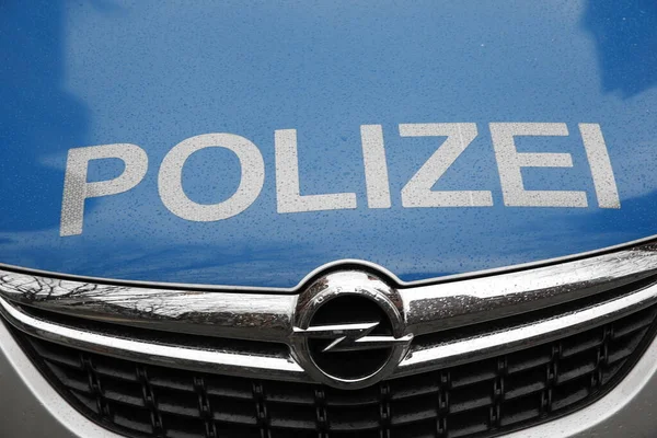 Berlín Alemania Febrero 2016 Policía Nacional Alemana Coche Blanco Azul — Foto de Stock