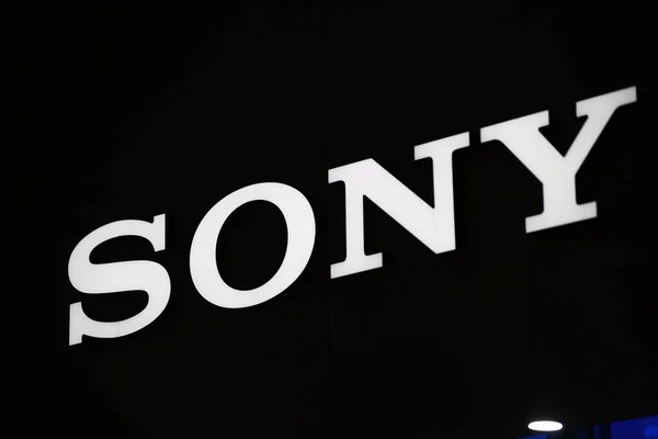 Berlín Alemania Febrero 2017 Sony Emblema Sony Una Multinacional Japonesa — Foto de Stock