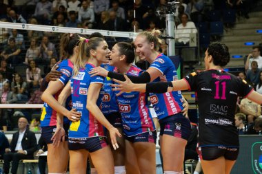 Berlin, Almanya - 21 Mayıs 2019: CEV Şampiyonlar Ligi Volley 2019 Süper Finali sırasında İtalyan bayan voleybol kulübü Igor Gorgonzola Novara, AGIL Volley