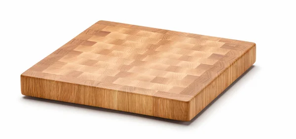 Butcher wood block cutting board isolated over white background. Large Depth of Field.