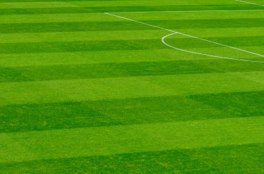İzolasyon döneminde stadyumdaki boş futbol sahası.