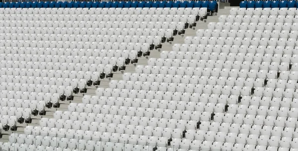 Leere Weiße Sitze Stadion Während Der Quarantäne — Stockfoto