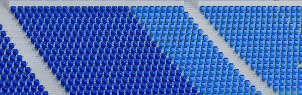 Asientos Vacíos Azules Azul Oscuro Estadio Antes Del Partido —  Fotos de Stock