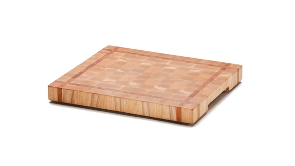 Wooden End Grain Block Cutting Board Isolated White Background Full — Stock Photo, Image