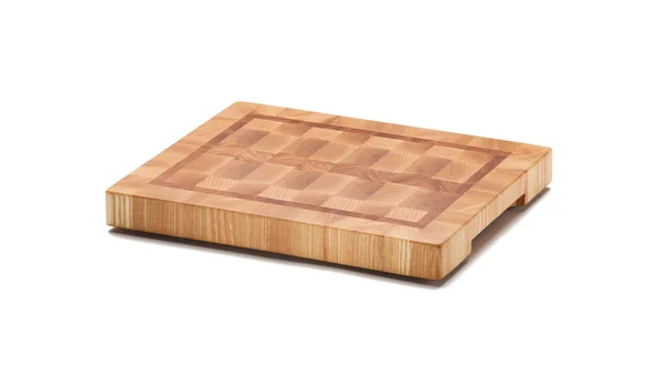 End Grain Wood Butcher Block Cutting Board Isolated White Background — Stock Photo, Image