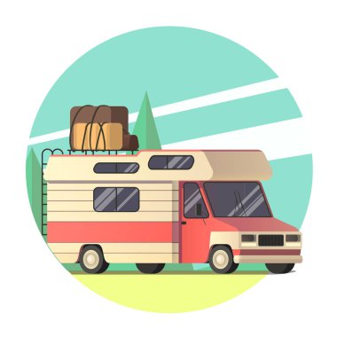 yolculuk için düz tasarımında seyahat vektör van