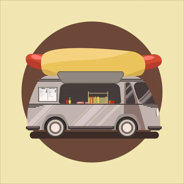 Hot dog shop, teherautó. — Stock Vector