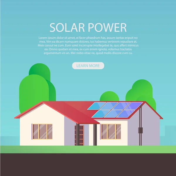 Solar energy concept. Ecology house. — Stock Vector