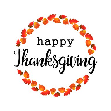 Düz tasarım stili mutlu şükran günü logosu, rozet ve kutsal kişilerin resmi. Mutlu Şükran günü logosu şablonu. Şükran günü kartı şablonu. Mutlu Şükran günü afiş, el ilanı.