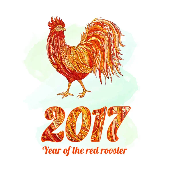 Ilustración vectorial del gallo, símbolo 2017 en el calendario chino. Silueta polla roja. elemento para el diseño de Año Nuevo. Imagen:  . — Vector de stock