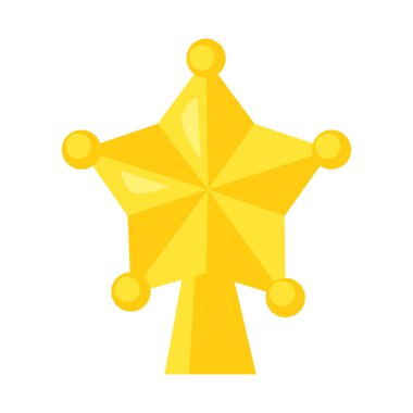 Vektör üzerinde beyaz izole sarı yıldız. Karikatür tarzı. Şirin komik Noel simgesi. illüstrasyon.