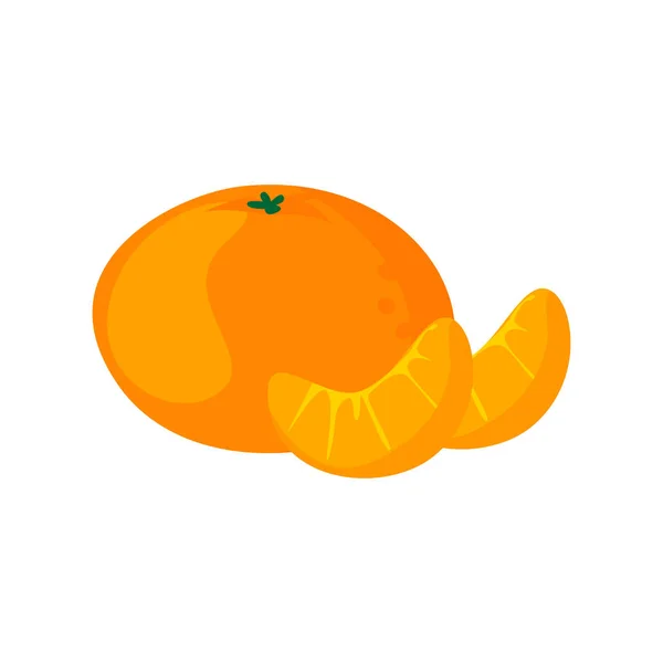 Vector de mandarina aislado en blanco. Estilo de dibujos animados. Lindo icono divertido de Navidad. ilustración . — Vector de stock