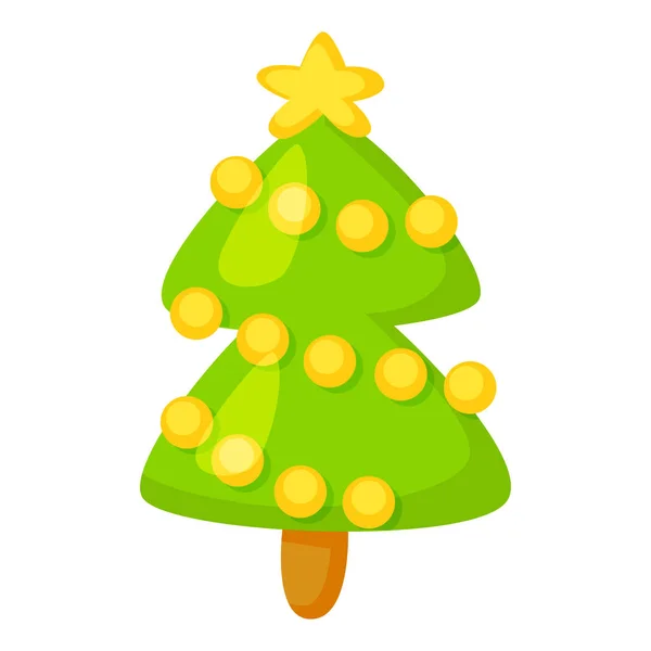 Vector of fir-tree isolated on white. Cartoon style. Cute funny christmas icon. illustration. — Stock Vector