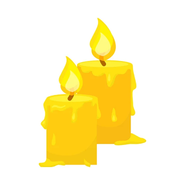 Vector of candles isolated on white. Cartoon style. Cute funny christmas icon. illustration. — Stock Vector