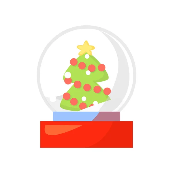 Vector of snow globe isolated on white. Cartoon style. Cute funny christmas icon. illustration. — Stock Vector