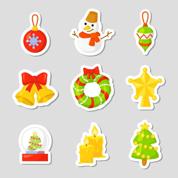 Set de iconos navideños Vector de colección. dibujos animados. Un nuevo año los símbolos tradicionales. iconos objetos. Aislado Ilustraciones De Stock Sin Royalties Gratis