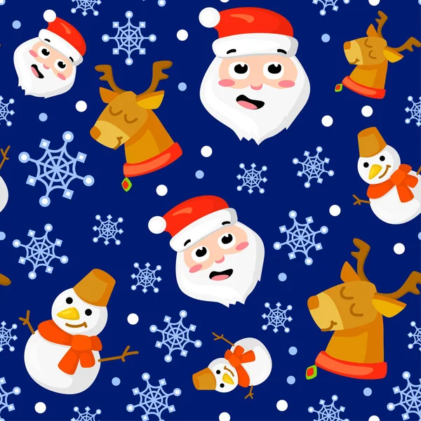 Patrón sin costuras con lindos mitones de Navidad de dibujos animados, bastón de caramelo, bayas de acebo, muñeco de nieve sonriente y árbol de Navidad media roja Nuevos símbolos tradicionales año. iconos objetos . Gráficos Vectoriales