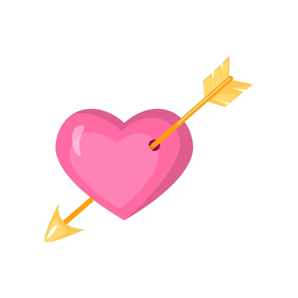 San Valentín s día elegante conjunto de iconos. Estilo de dibujos animados. Corazón con flecha . — Vector de stock