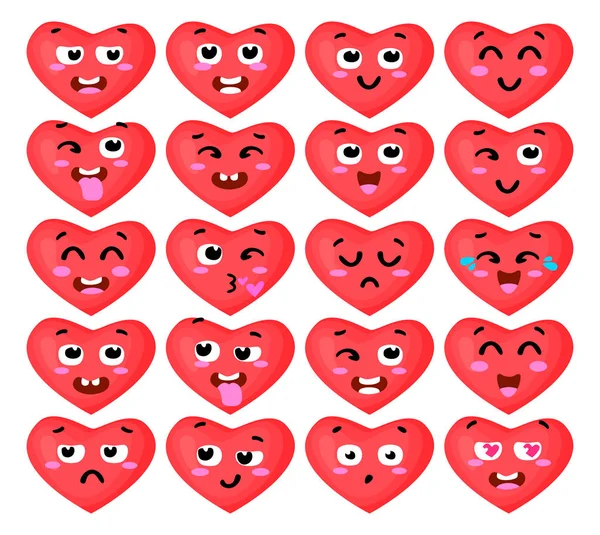 Ilustración vectorial de los emoticonos del corazón aislados sobre fondo blanco — Vector de stock