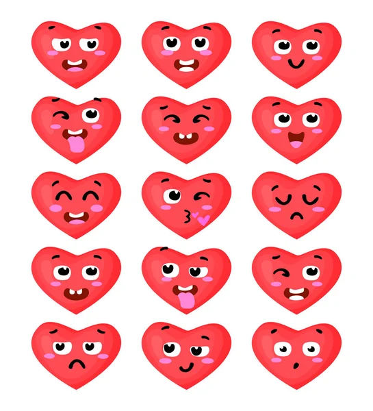 Ilustración vectorial de los emoticonos del corazón aislados sobre fondo blanco — Vector de stock