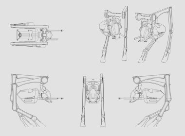 Bilim kurgu Cad Design - Walker araç orijinal tasarım çizim için üretilen 3d Cad.