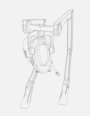 Bilim kurgu Cad Design - Walker araç orijinal tasarım çizim için üretilen 3d Cad.