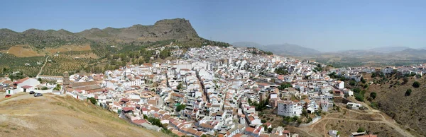 Panorama kopce městě Alora Andalusie Španělsko — Stock fotografie