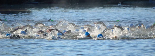 Triatlon plavci v řece Ouse — Stock fotografie