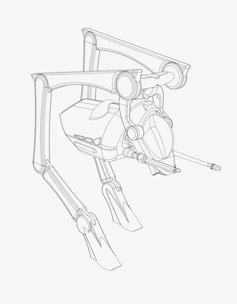 Science Fiction  CAD Design - Line Drawing of Walker Vehicle  origInal design produced on 3D CAD. — Stock Photo, Image