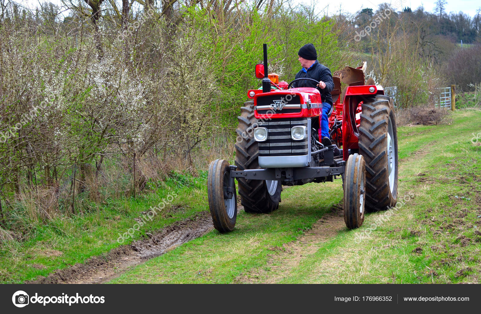 Neots Cambridgeshire England March 2017 Vintage Red Massey Ferguson