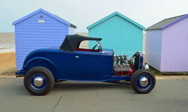 Felixstowe Suffolk Angleterre Août 2016 Classic Blue Hot Rod Stationné — Photo