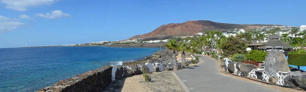 Panorama Över Den Västra Änden Playa Blanca Promenade — Stockfoto