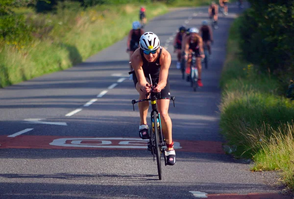 Grafham Cambridgeshire England August 2017 Female Triathlete Road Cycling Stage Stock Photo