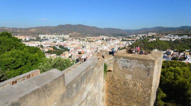 Malaga, Endülüs, İspanya - 25 Eylül 2018: Kale duvarından Malaga görünüm.