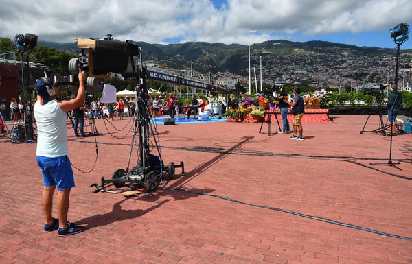 Funchal Madeira Portugal Julho 2019 Grande Braço Lança Sendo Usado — Fotografia de Stock