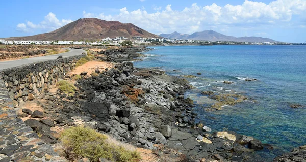 Panorama Över Västra Delen Playa Blanca Vid Havet Lanzarote — Stockfoto