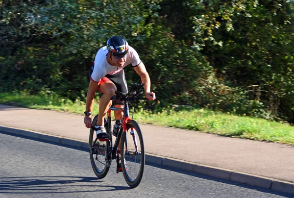 Neots Cambridgeshire England September 2019 Male Triathlon Competitor Cycling Stage Royalty Free Stock Images