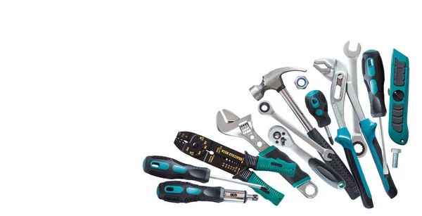 Werkzeugset, viele Werkzeuge isoliert auf weißem Hintergrund — Stockfoto