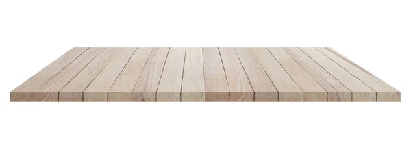 Pusty drewniany stół izolowany na białym tle — Zdjęcie stockowe
