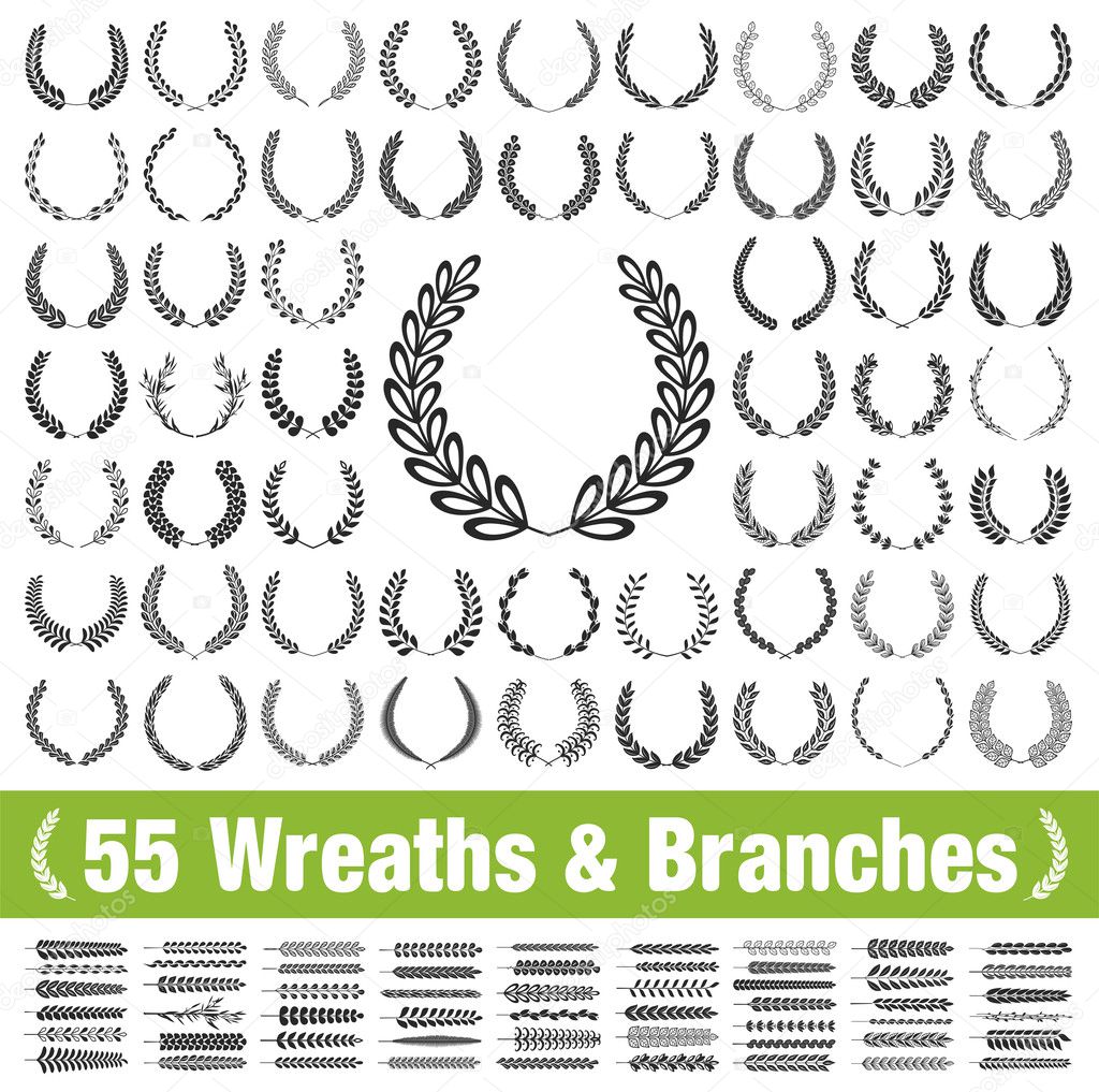 wreaths and branches set. 