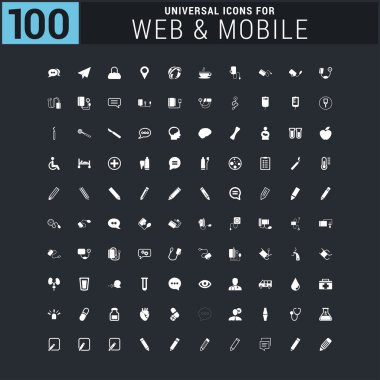 100 Evrensel web ve mobil Icon set