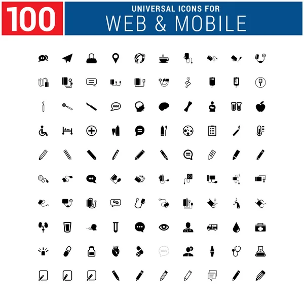 100 универсальный набор иконок для интернета и мобильных устройств — стоковый вектор